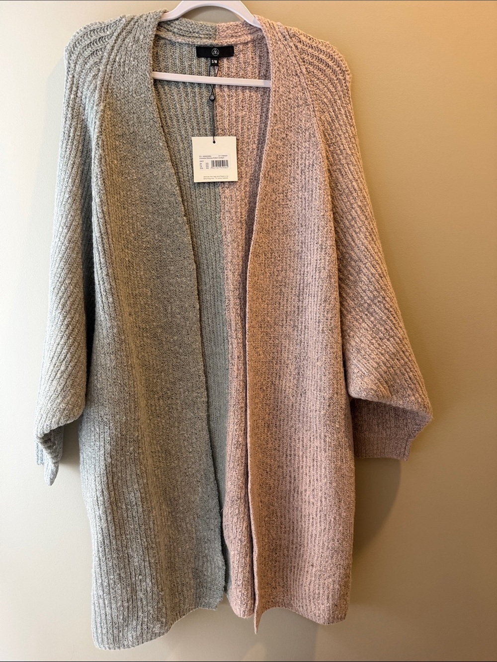 Missguided Oversized Batwing Knit Cardigan in Grey, Size S/M NWT